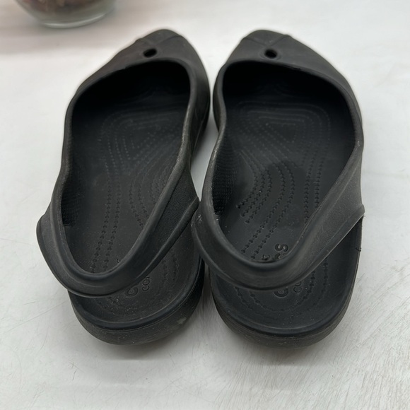 CROCS Black Peep Toe Sling Back Flat Sandal Size 9 CR5483 - Picture 5 of 9